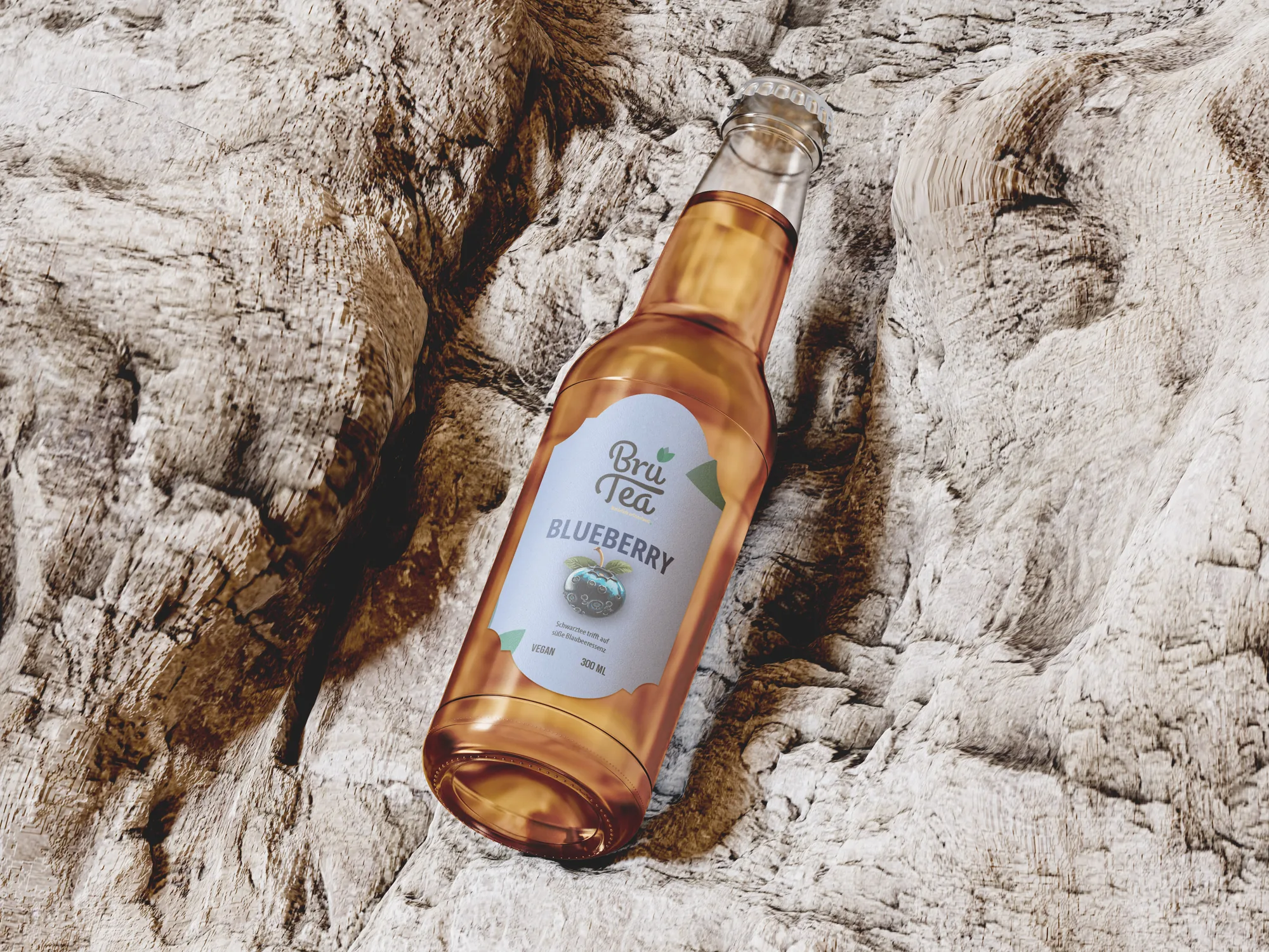 BruTea Glasflasche — Studio-Iteration 2 mit anderem Etikett-Stil, Brand & Packaging Design von Emrach aus Aachen