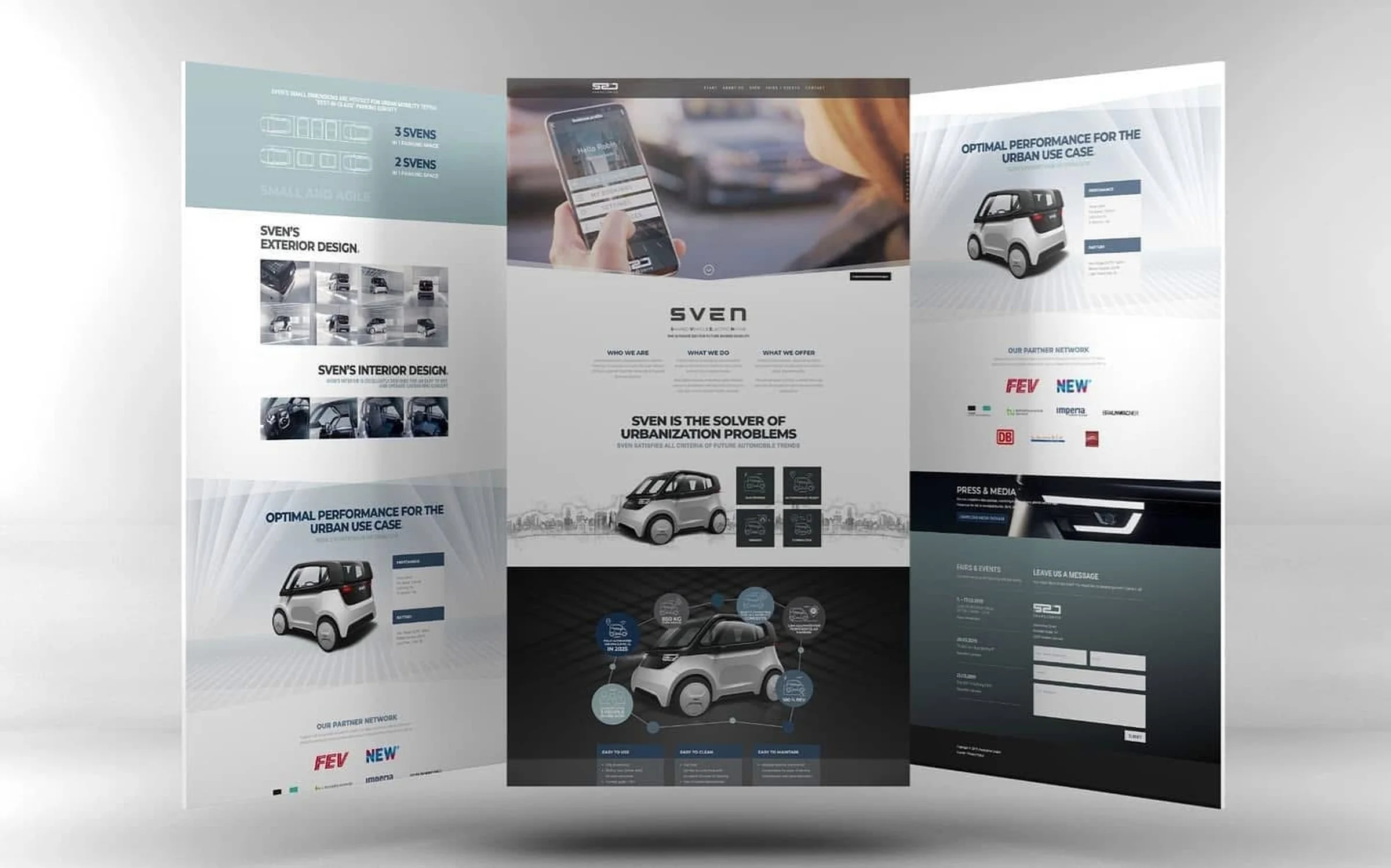 SVEN von Share2Drive — 3D-Render Frontansicht des Carsharing-Konzepts, Key Visual von Emrach aus Aachen