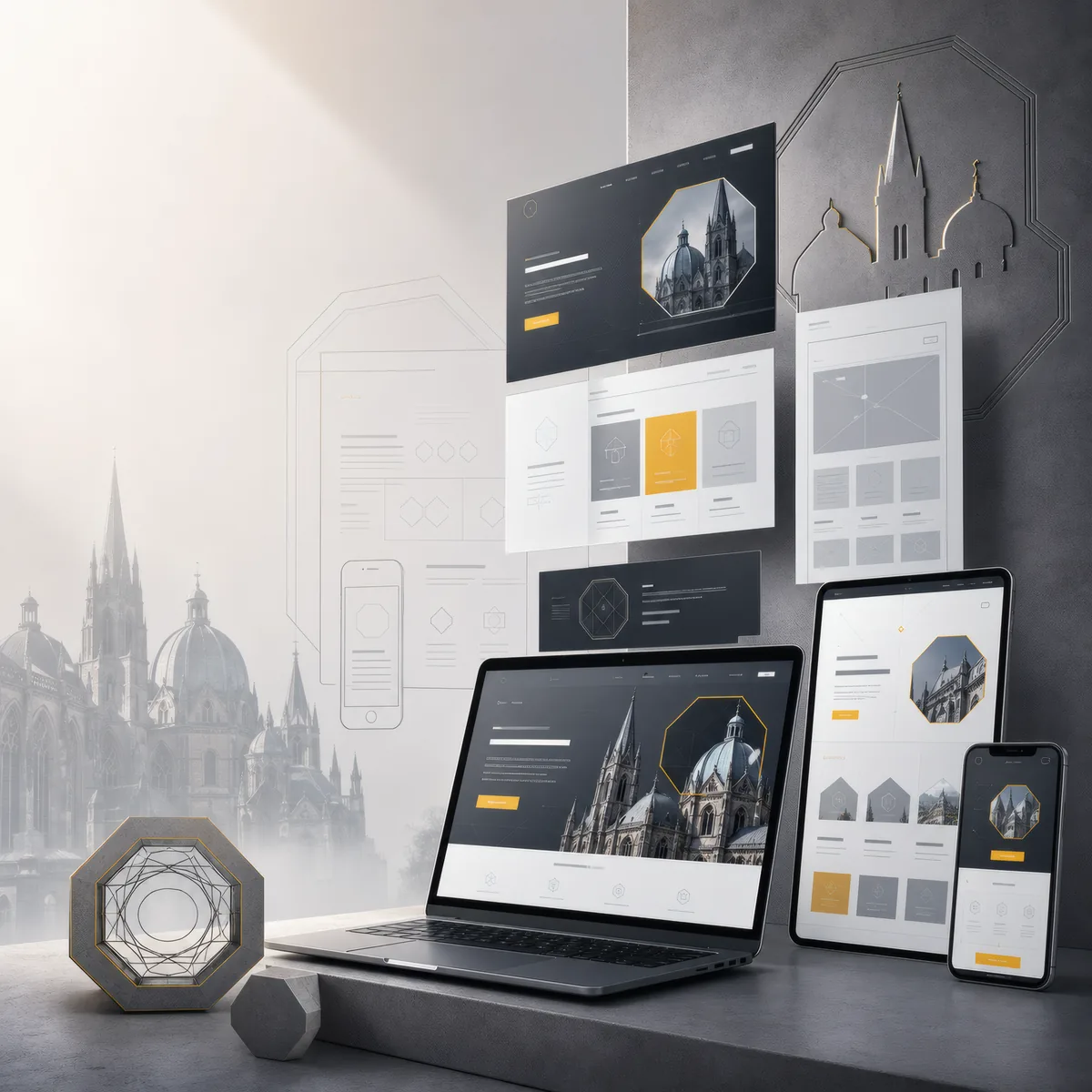 Webdesign-Mockups als Service-Modell — Mockup-Visual für das monatliche Web-Abo aus Aachen